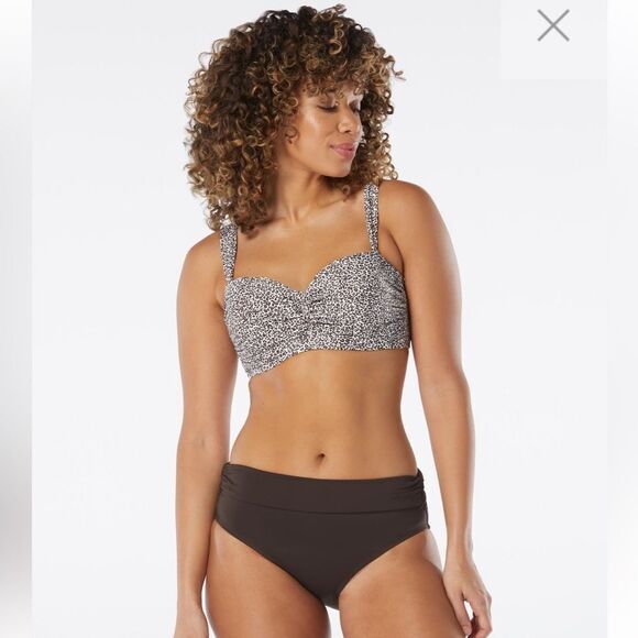 NWT Home Coco Reef Charisma Pleated Bra Sized Underwire Bandeau Bikini Top - Picture 1 of 8